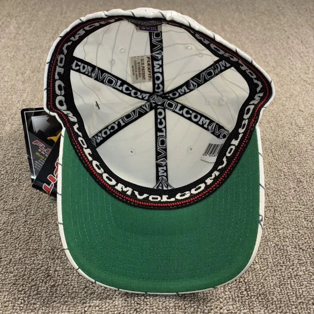 Y2K Volcom 2001 Baseball Hat Fitted S/M AOP White NWT